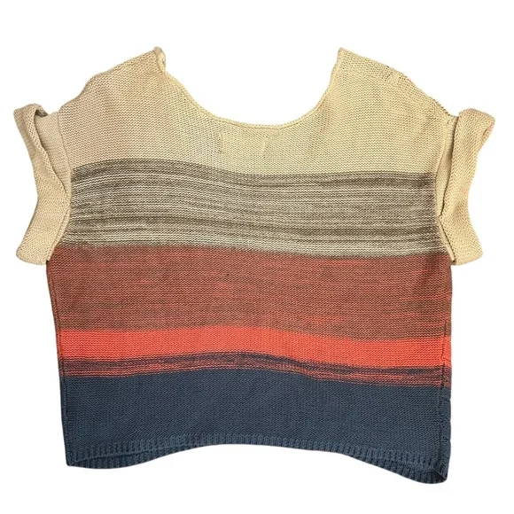 Urban Outfitters Ecote Colorblock Cable Pointelle Short Sleeve Sweater XS Sumner - Picture 13 of 13